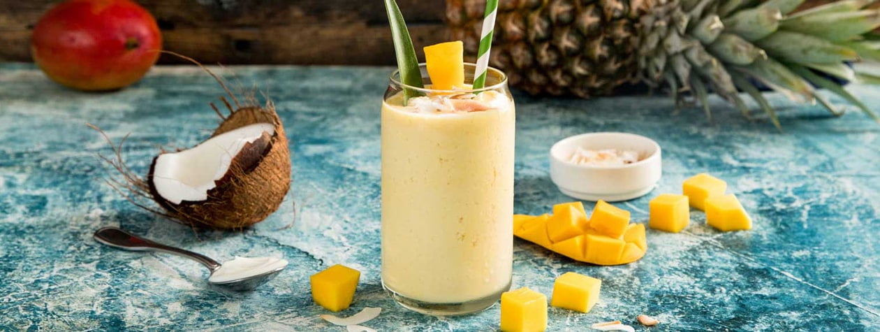 Tropical Pineapple Coconut Smoothie Fage Yogurt